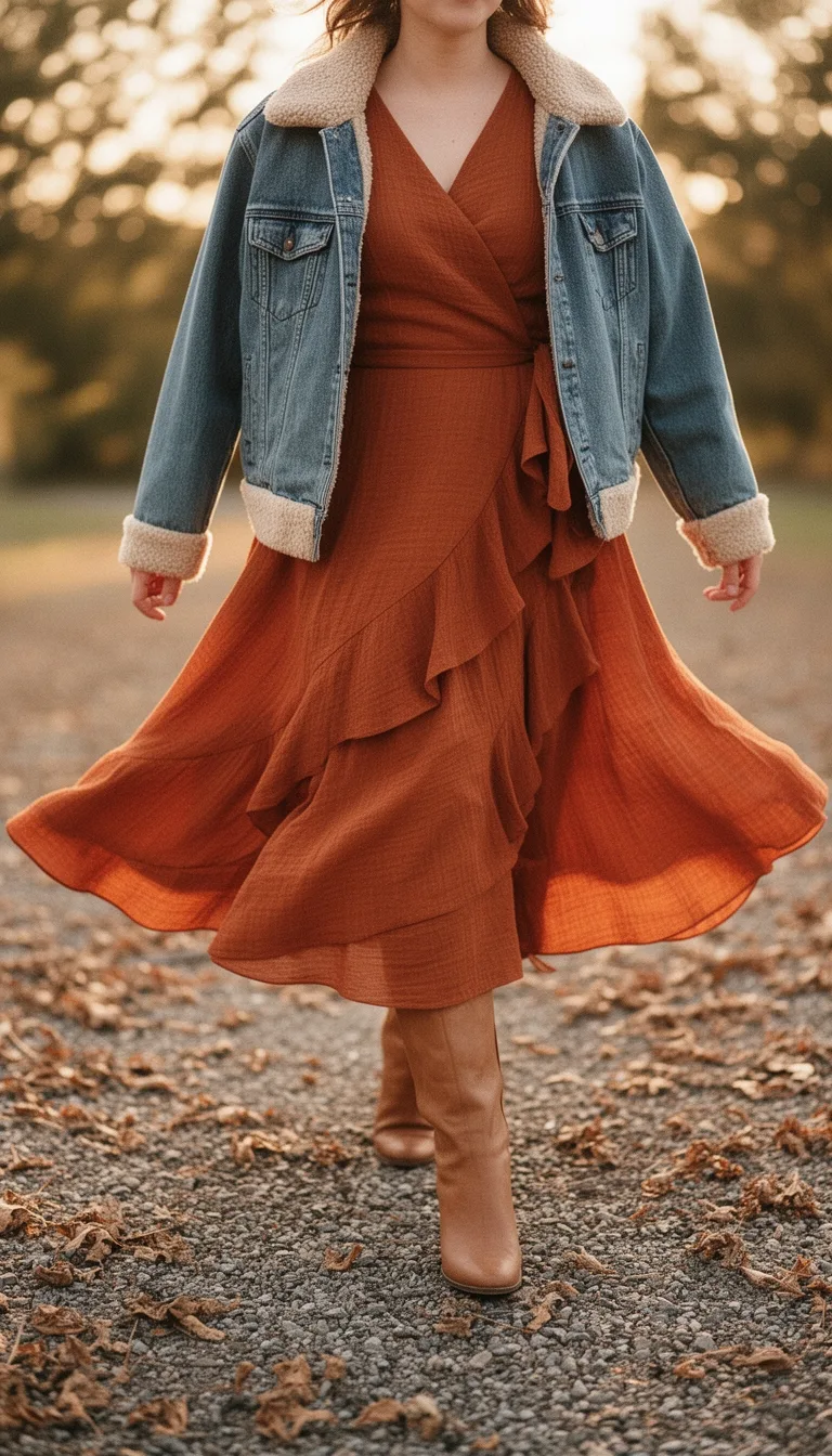 burnt orange ruffled country chic