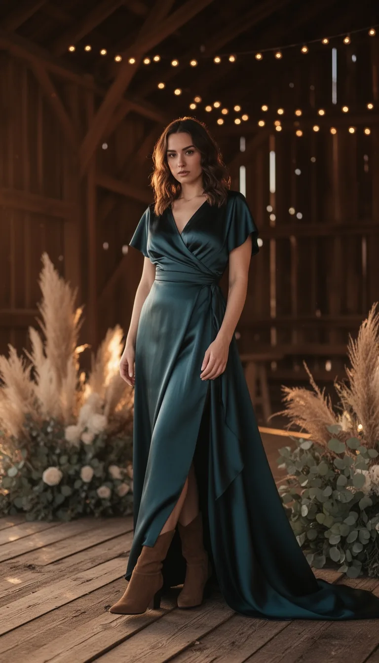 dark teal satin wrap