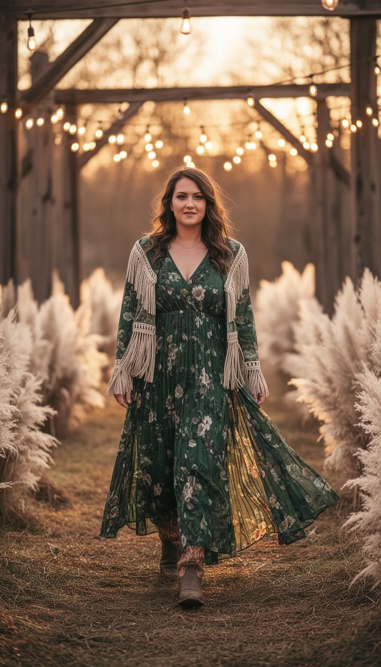 forest green floral boho western