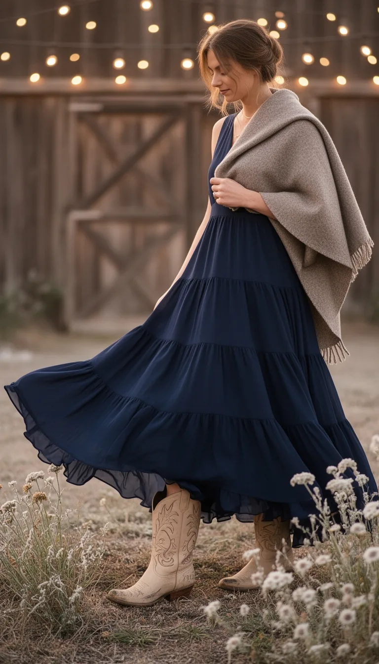 navy tiered maxi romance