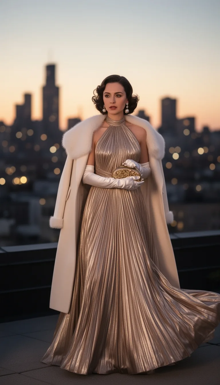 champagne pleats ivory elegance