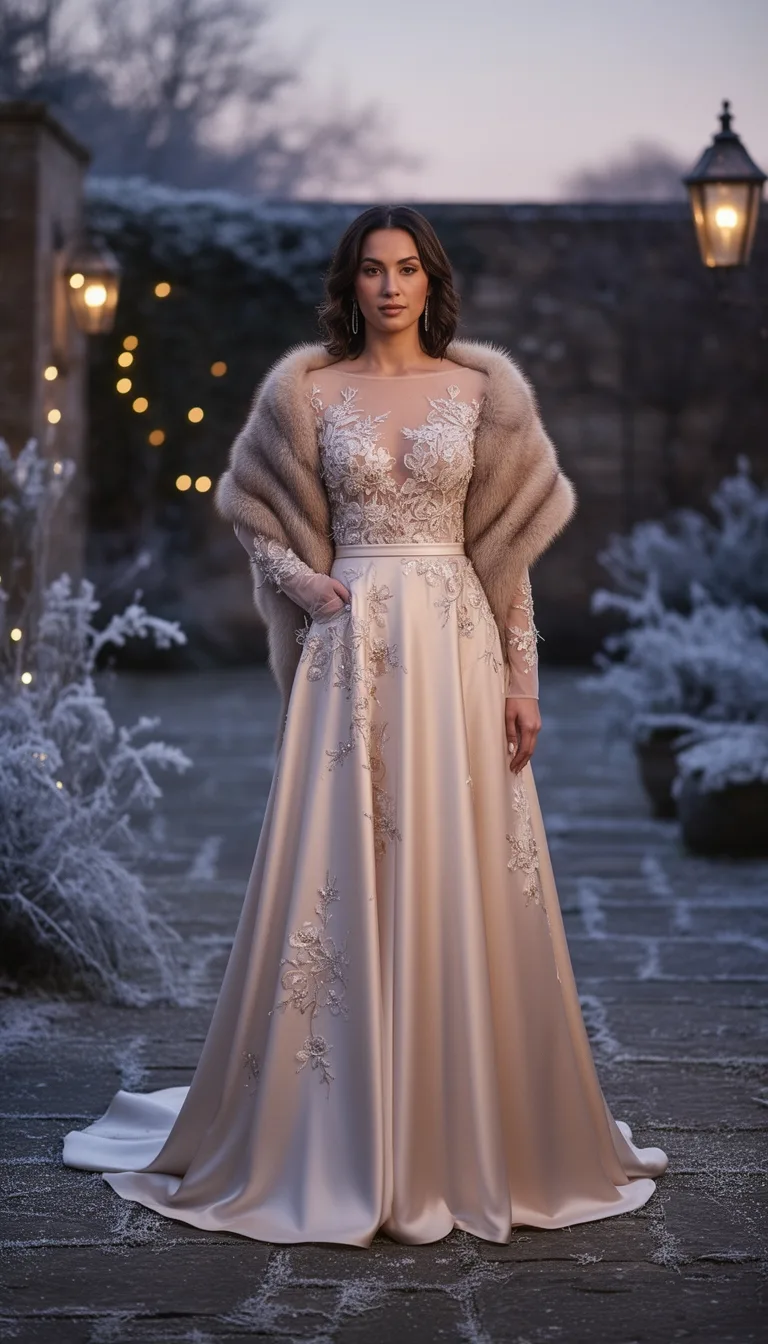 champagne a line gown elegance