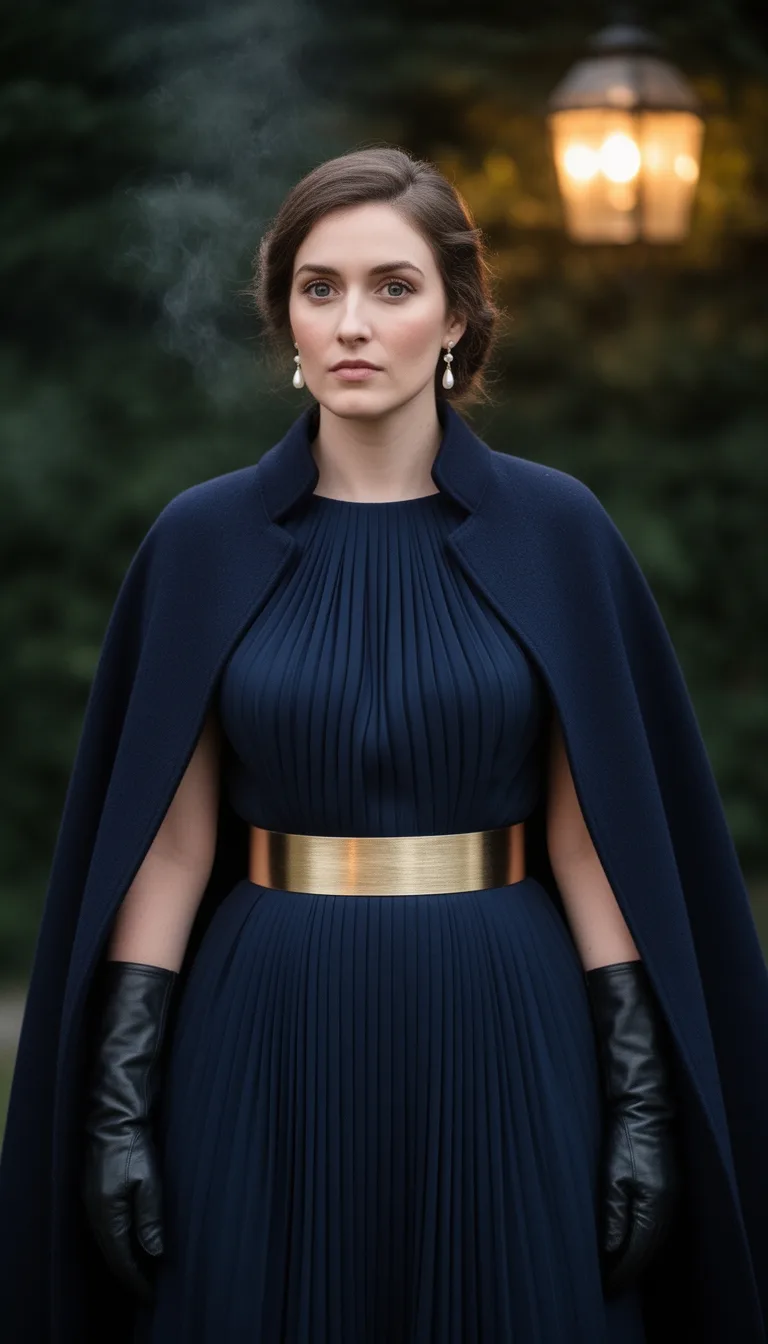 structured navy gown gold
