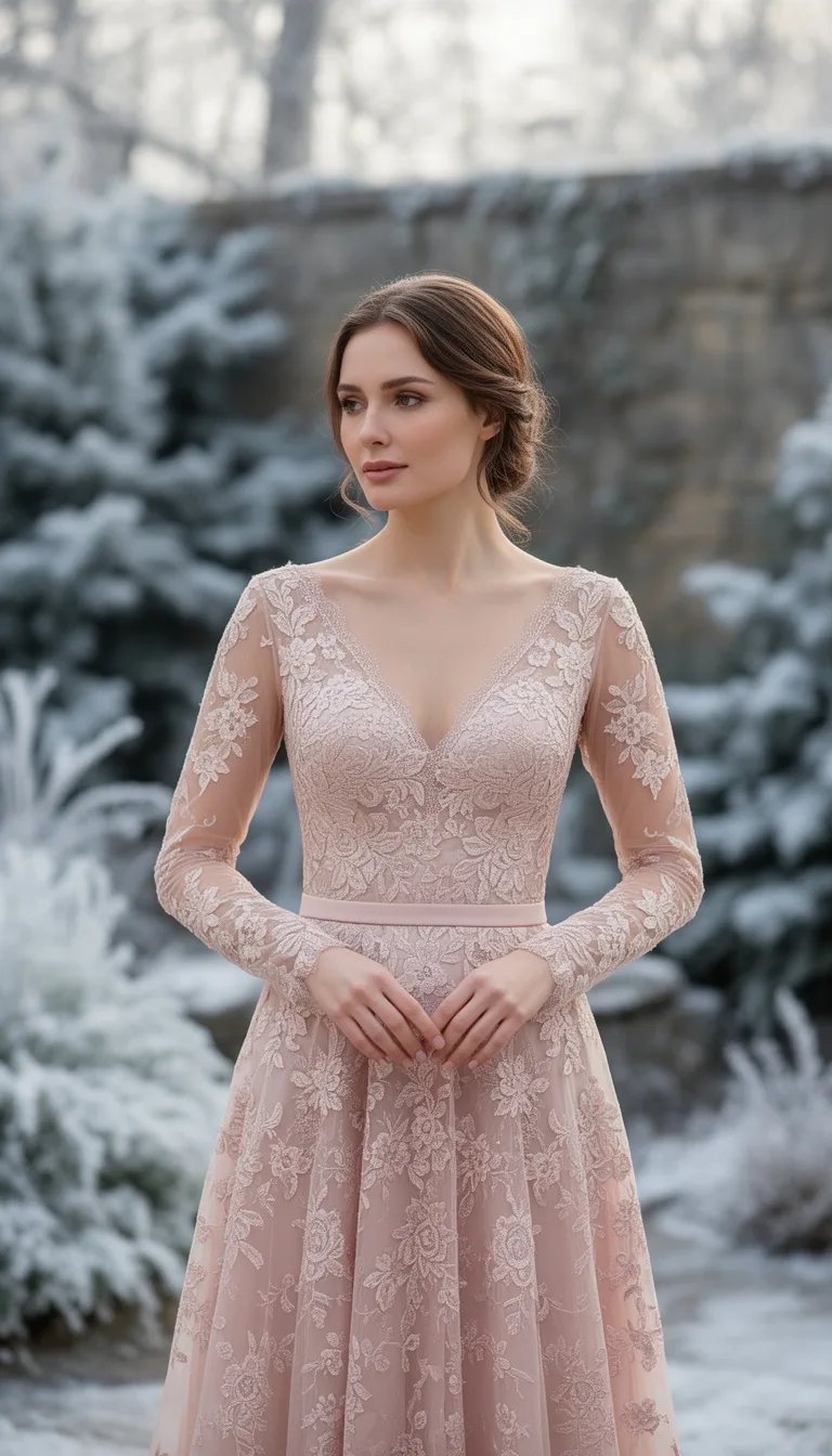 blush lace v neck elegance
