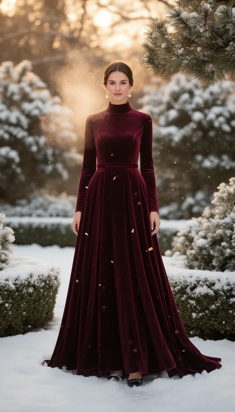 burgundy high neck long sleeve
