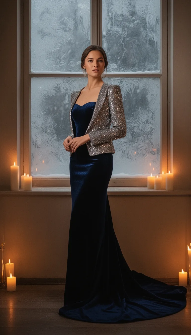 velvet gown with sparkly jacket