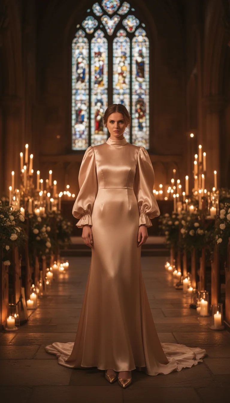 champagne satin poet sleeves romance