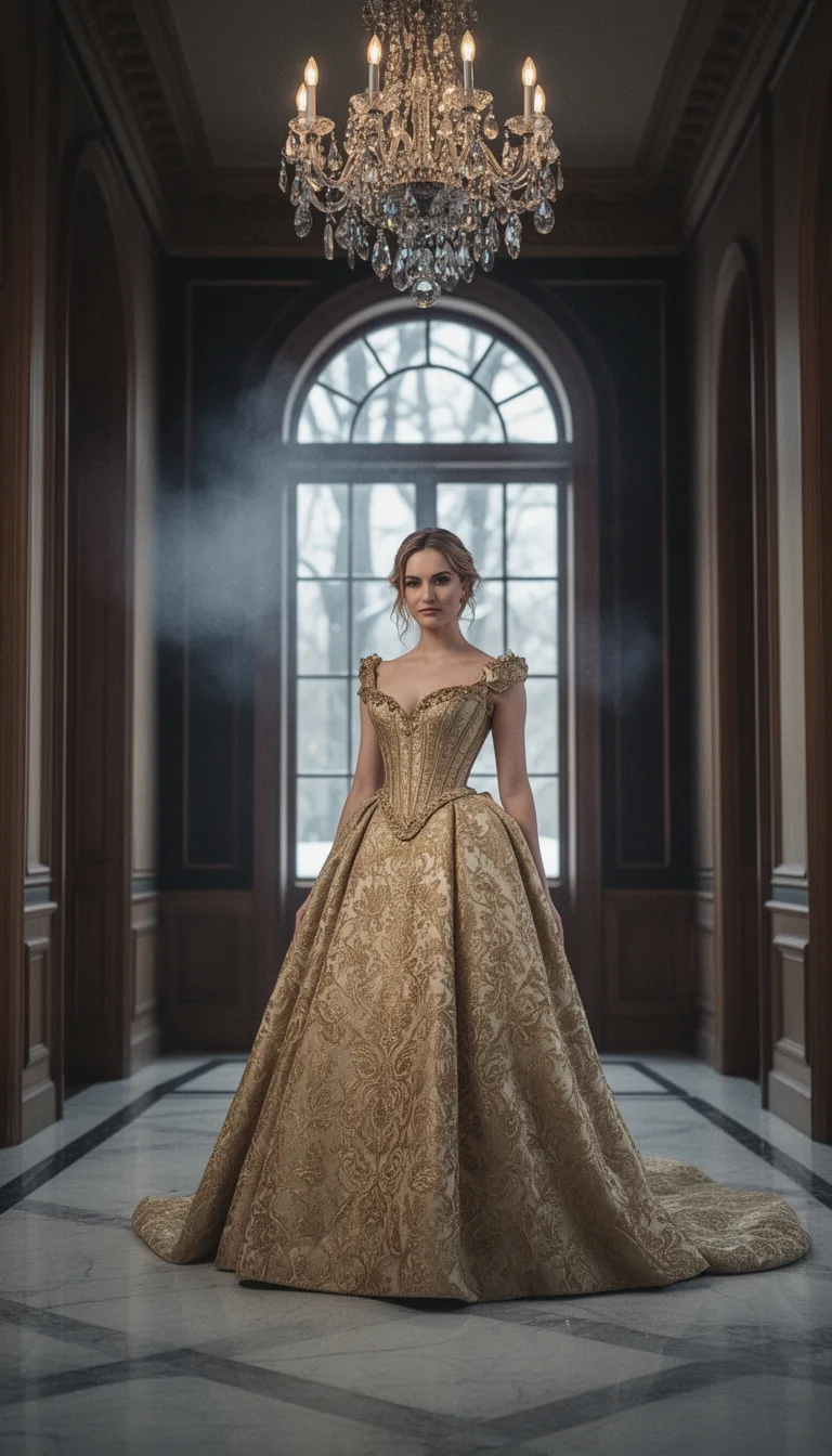 regal structured cinematic winter gown