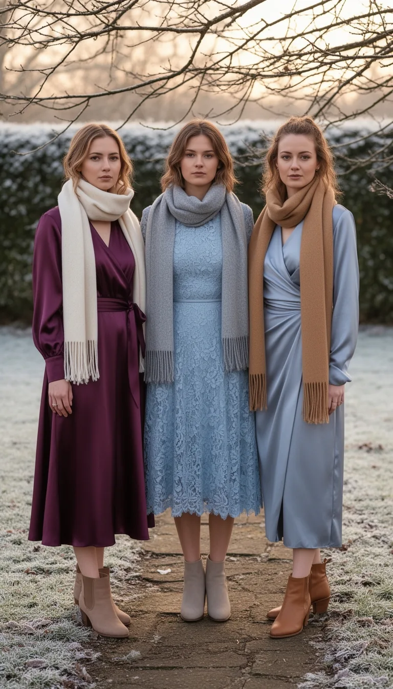 satin dresses with neutral boots