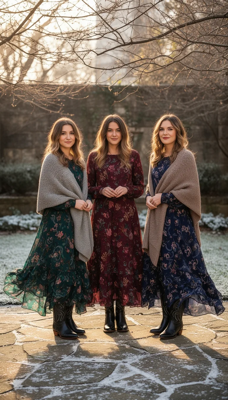 flowing floral maxi with boots