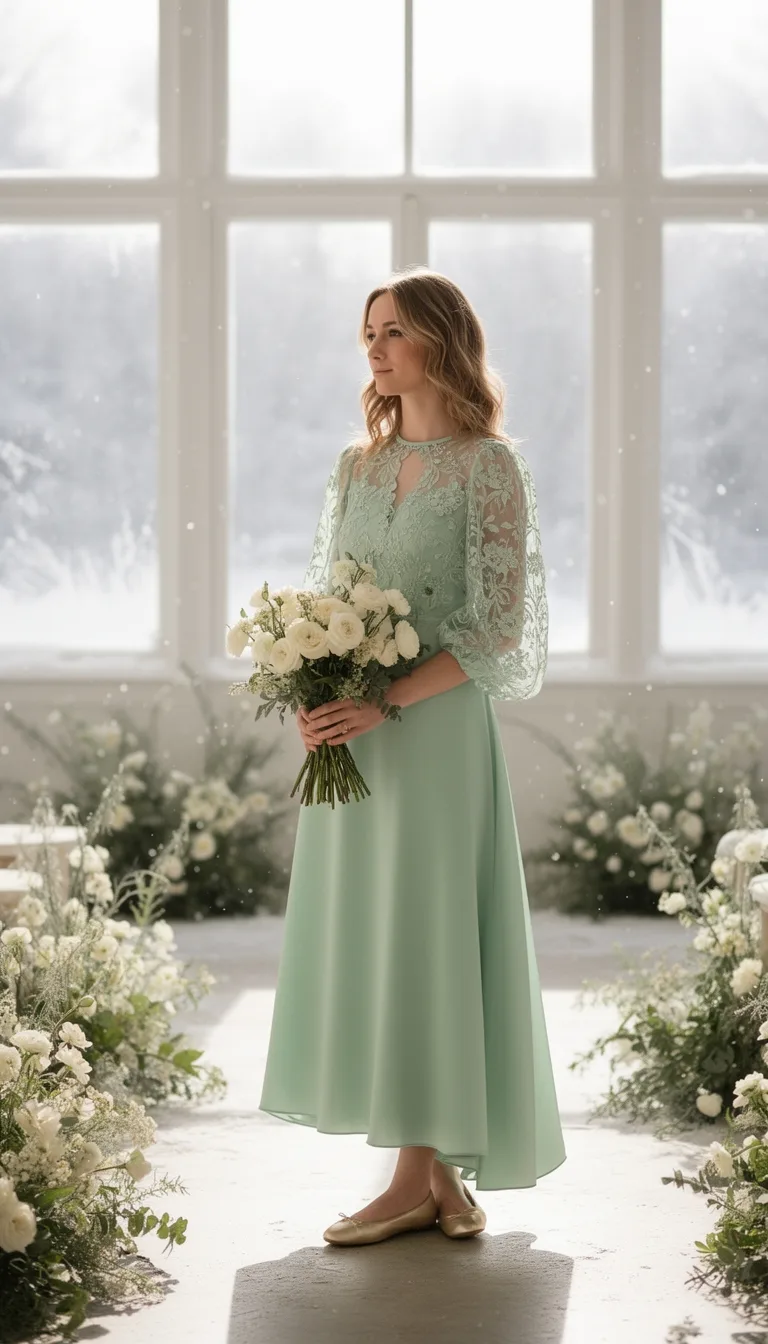 mint lace balloon sleeves
