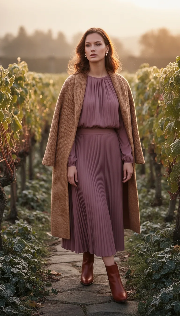 pleated mauve vineyard ensemble