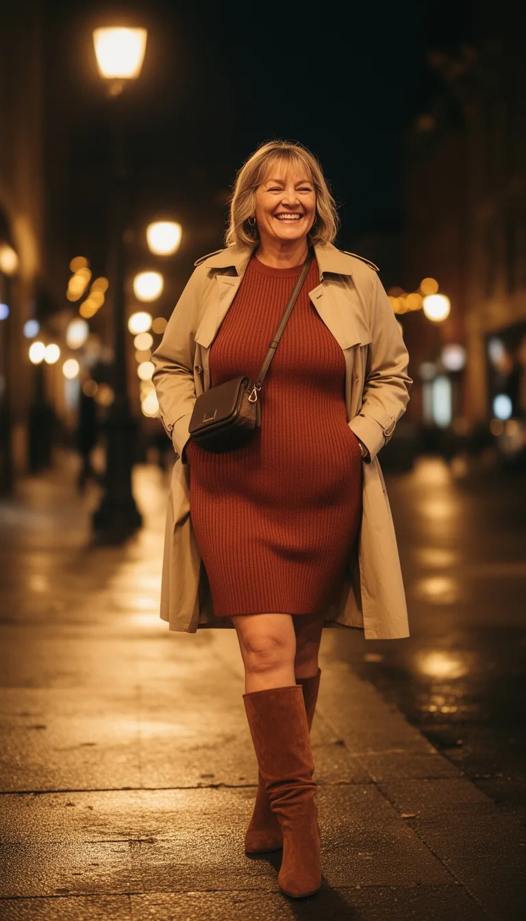rust knit dress ensemble