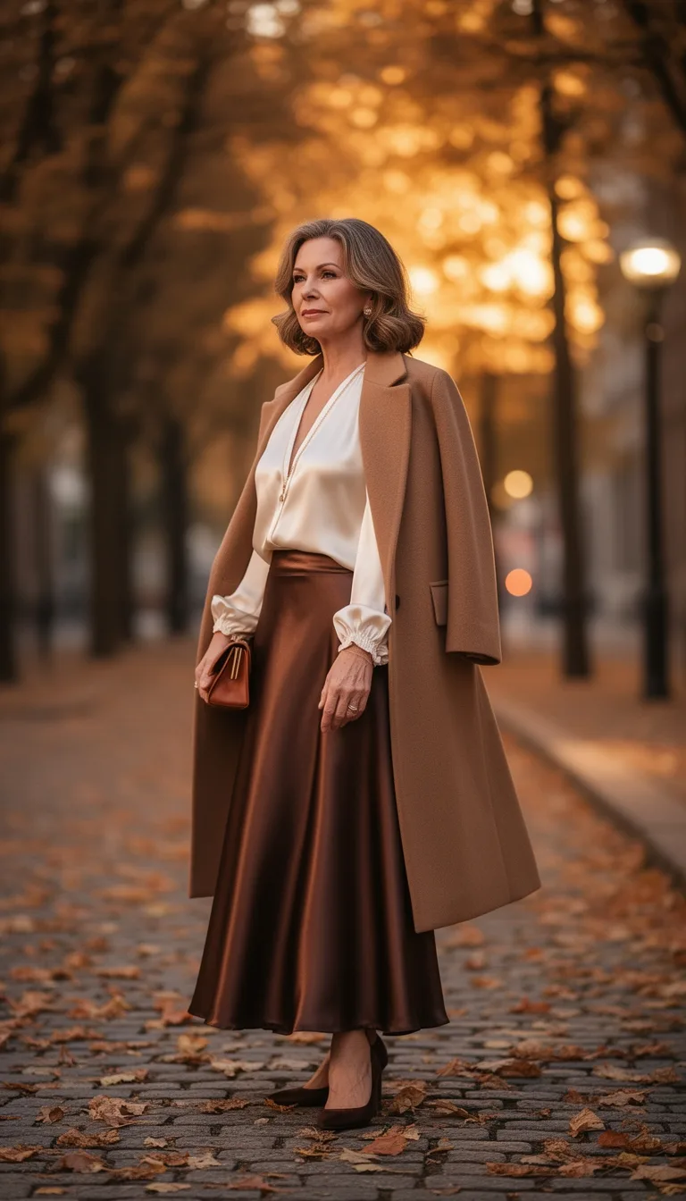 chocolate satin midi ensemble