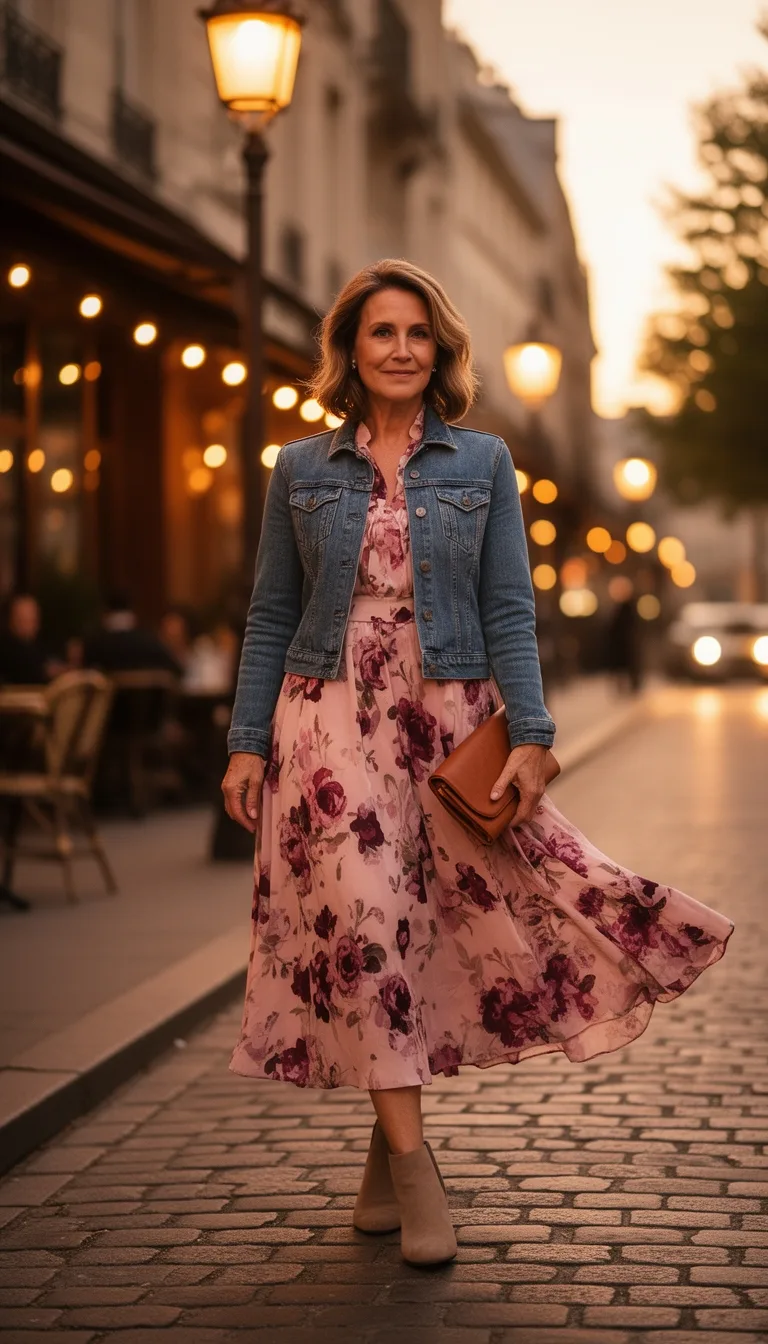floral midi with denim