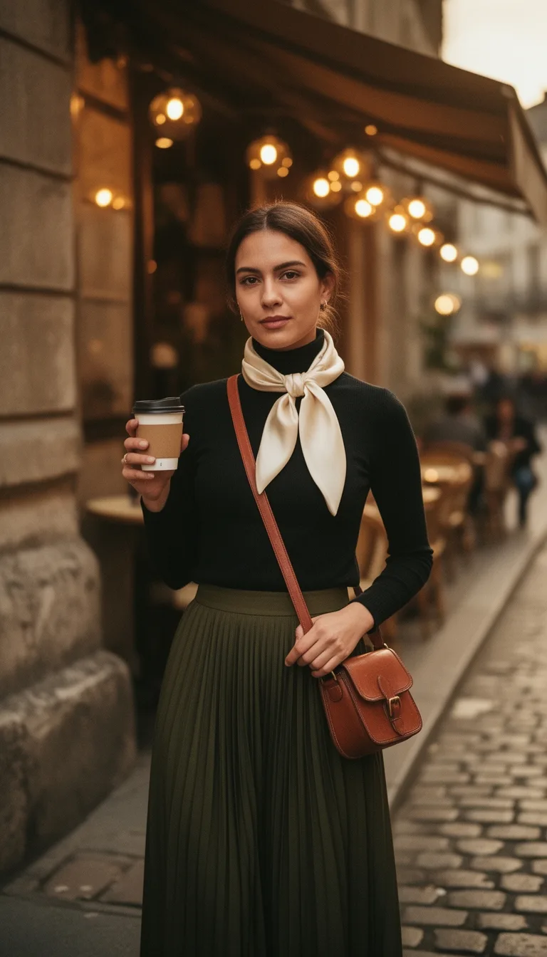 silk scarf cashmere turtleneck midi