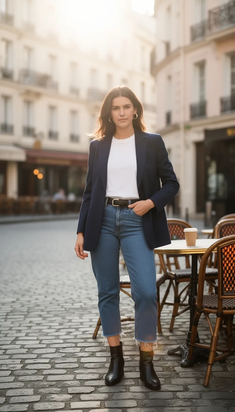 tailored blazer white tee