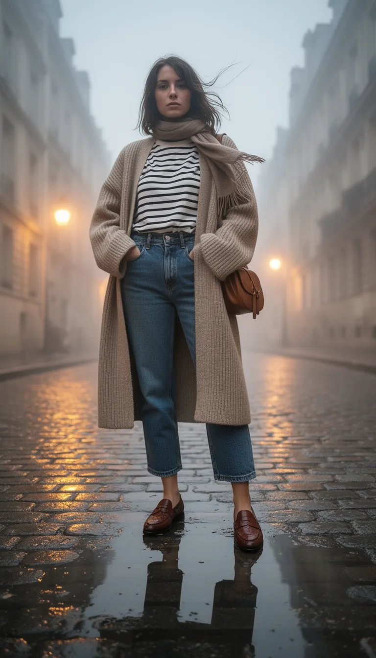 oversized cardigan loafers pastel