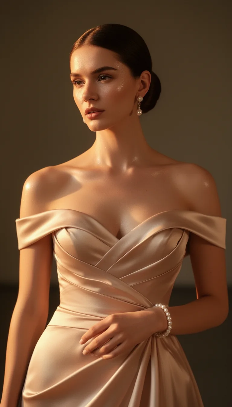 satin sheen pearls minimalism
