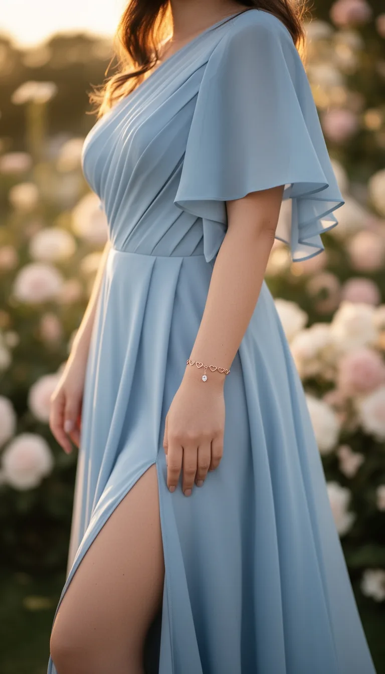 asymmetrical satin blue dress