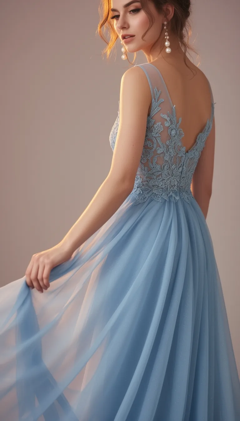 ethereal light blue chiffon ensemble