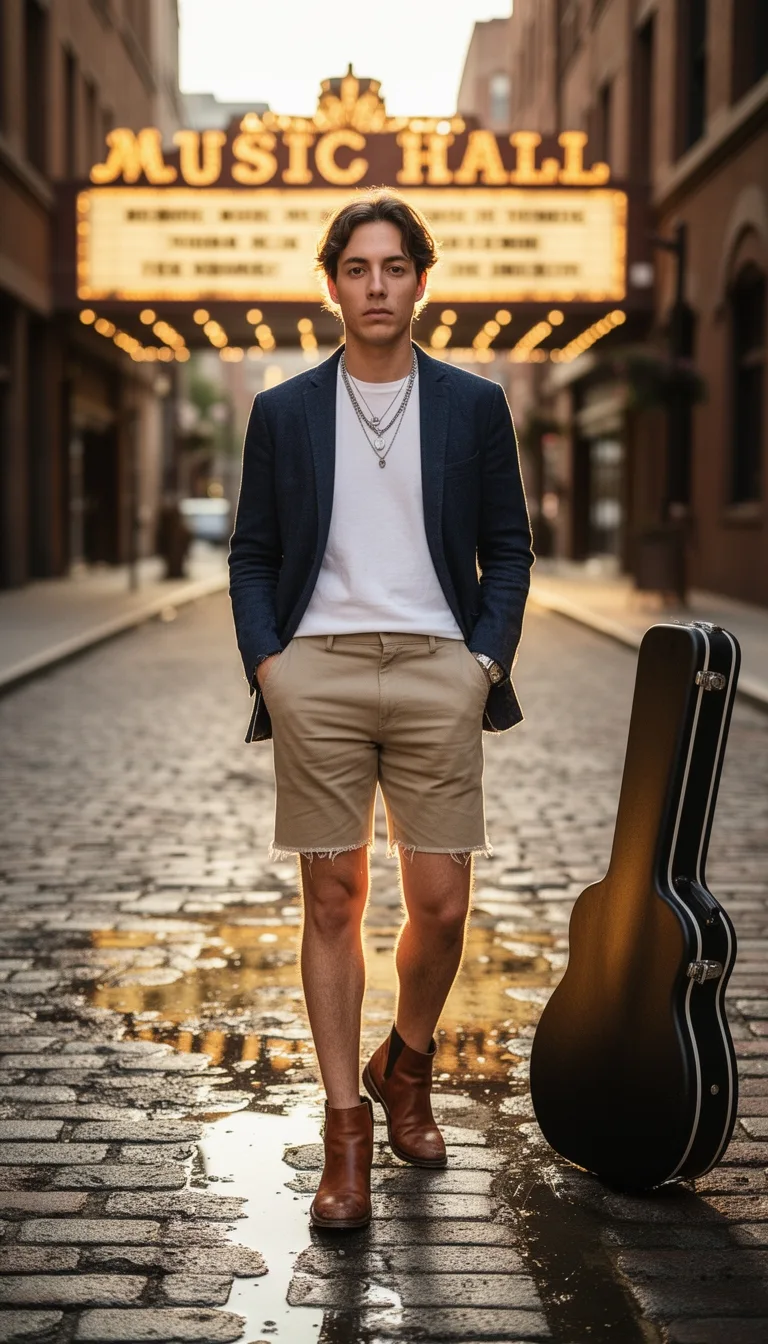 tailored blazer with chino shorts
