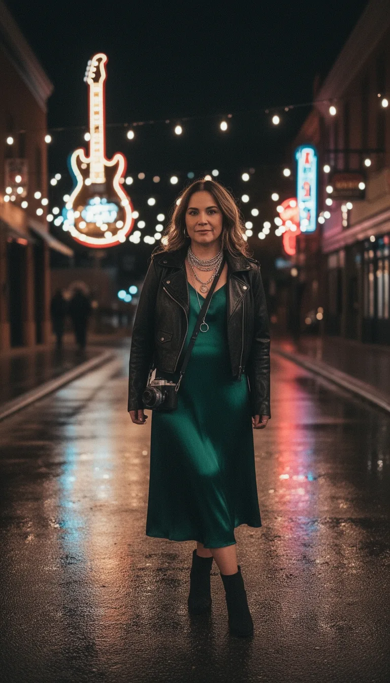 moto jacket over slipdress