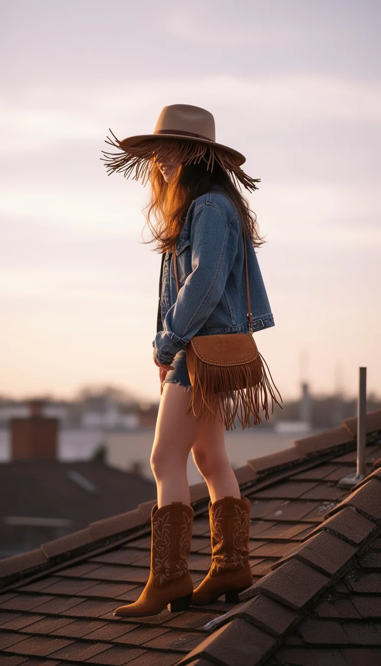 turquoise fringed suede western set