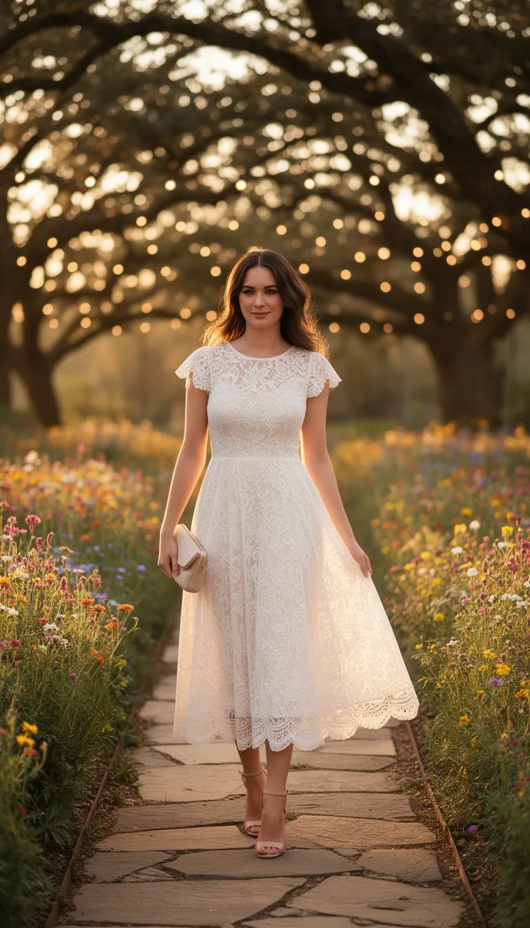 ivory lace midi dress