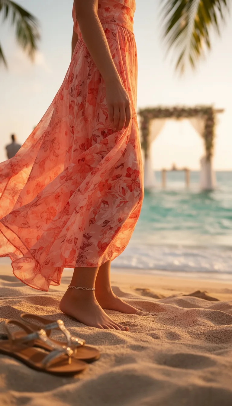 coral chiffon tropical beachwearelegance