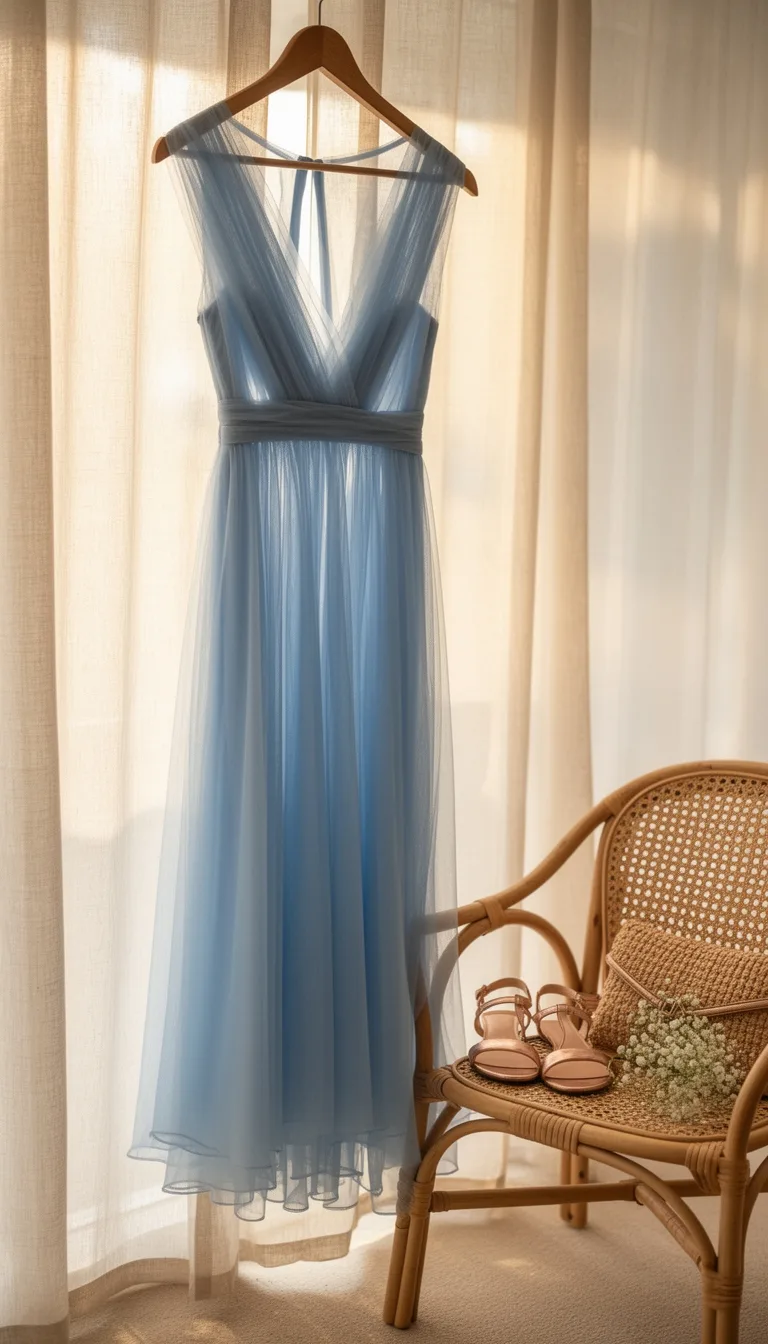 ethereal powder blue organza midi