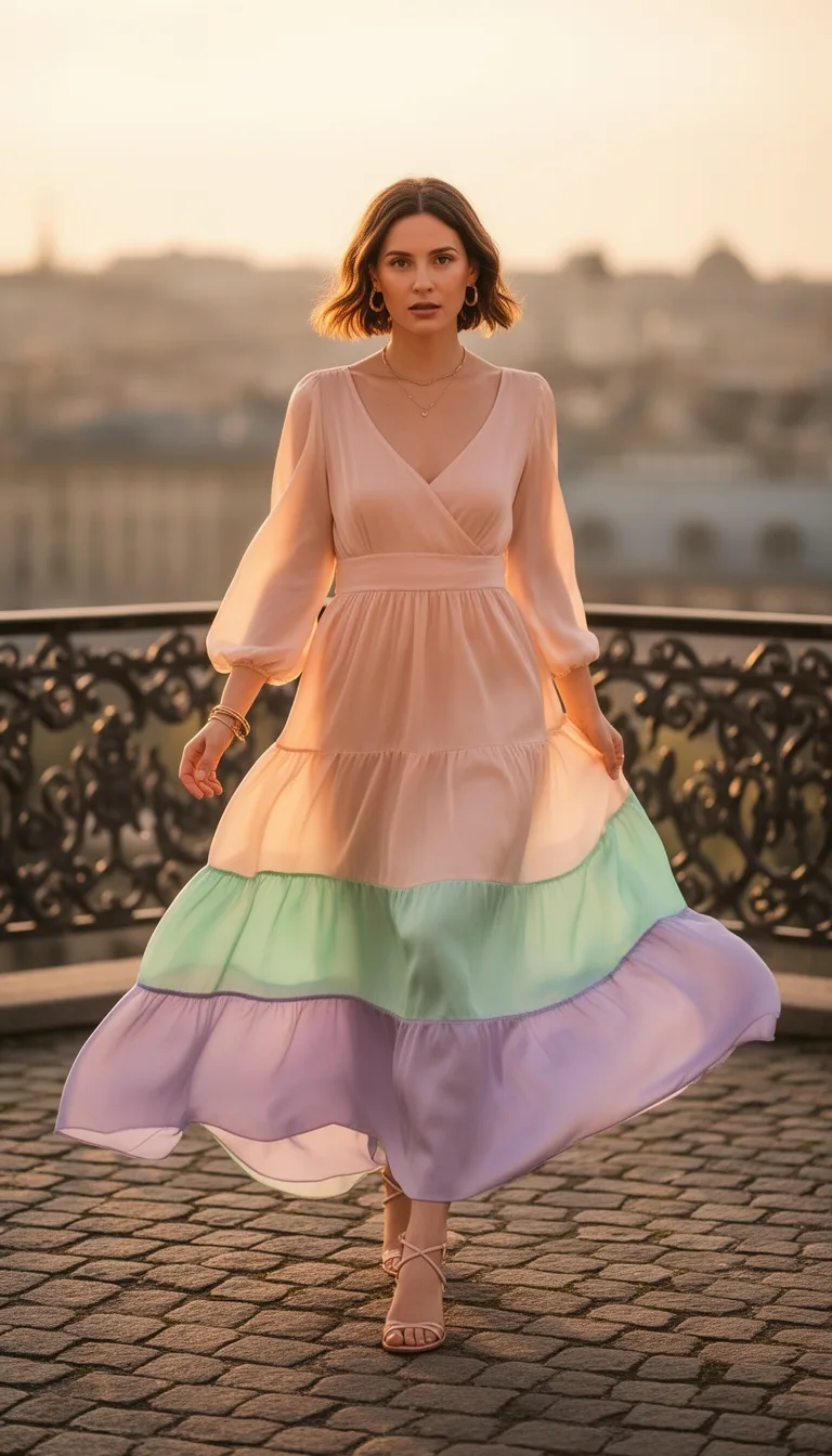 tiered pastel maxi elegance