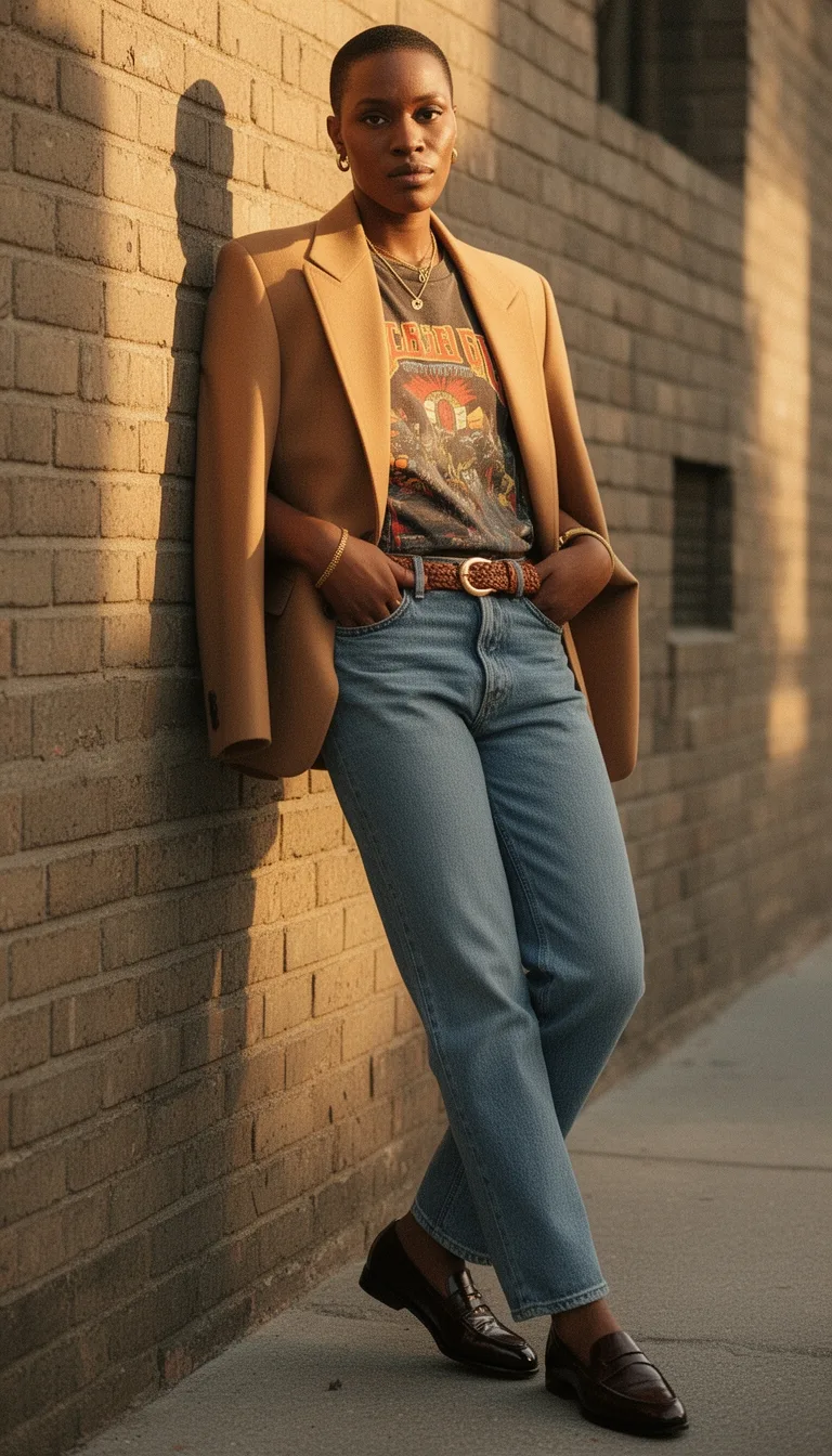 structured blazer over tee
