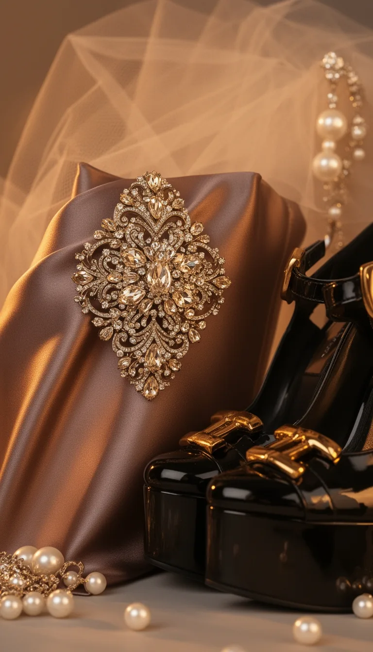 vintage brooch on platform heels