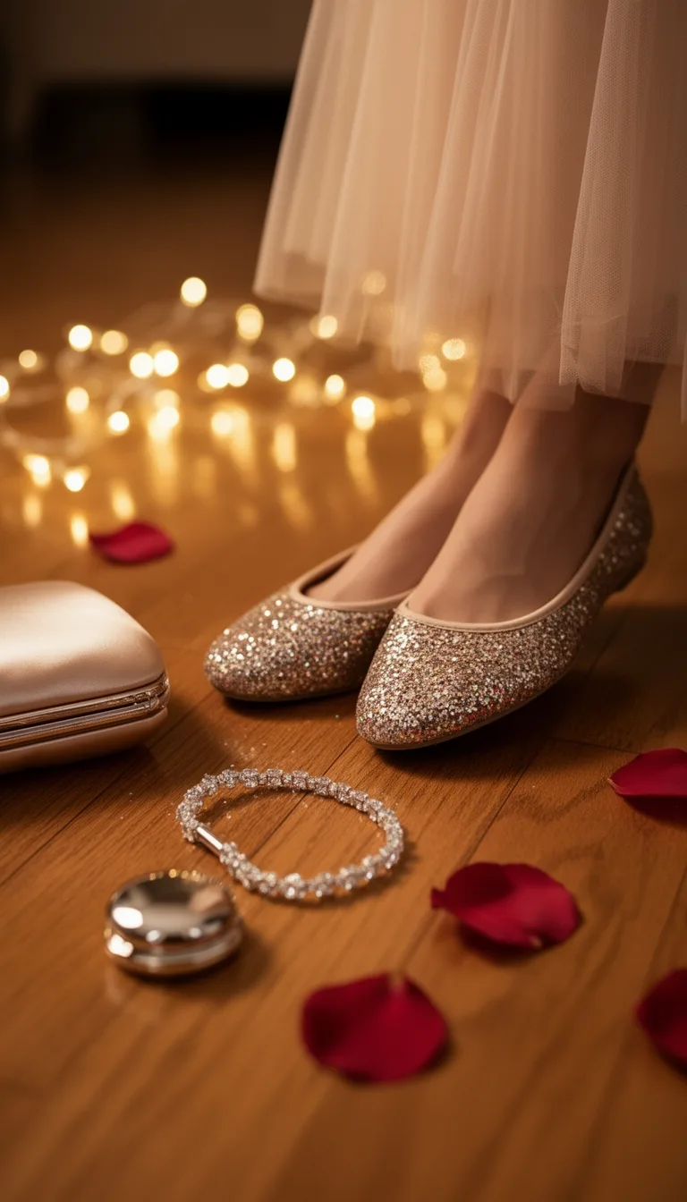 iridescent glittered cushioned flats