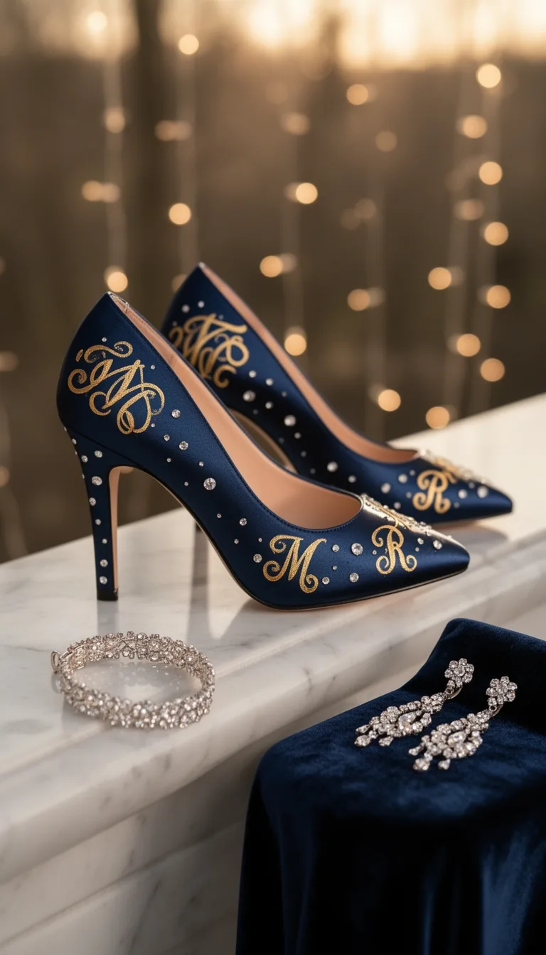 monogrammed block heels statement