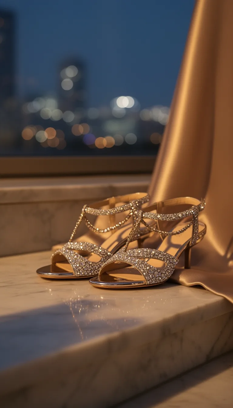 crystal studded strappy evening sandals
