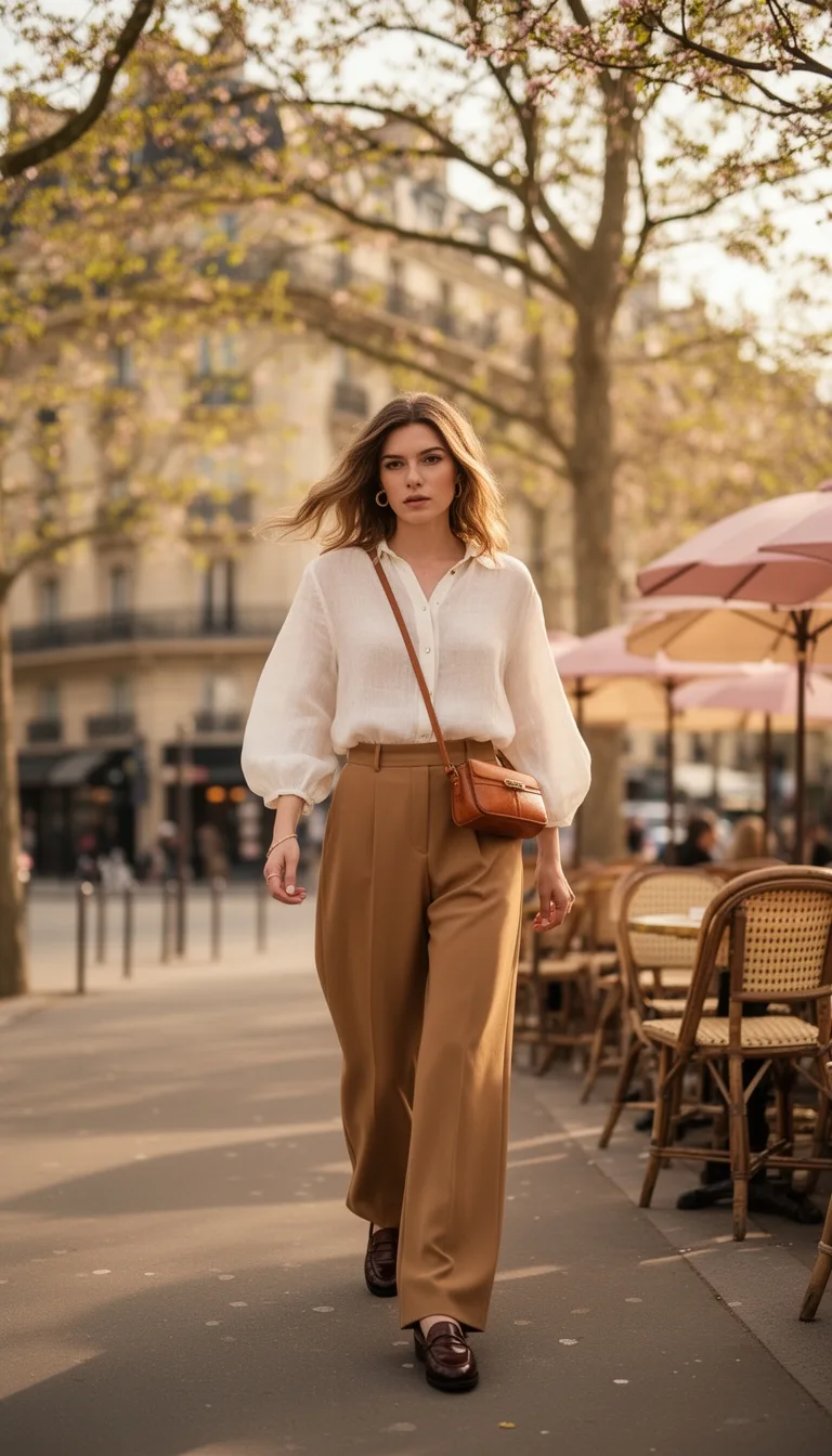 linen blouse wide leg pants