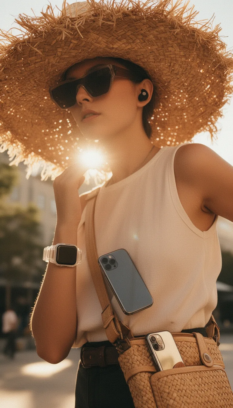 oversized straw hat tech