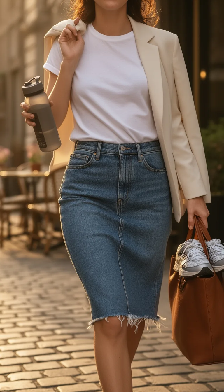 stretch denim midi versatility