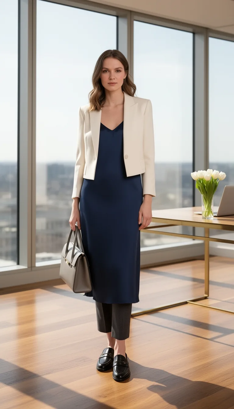 silky slip dress office ready