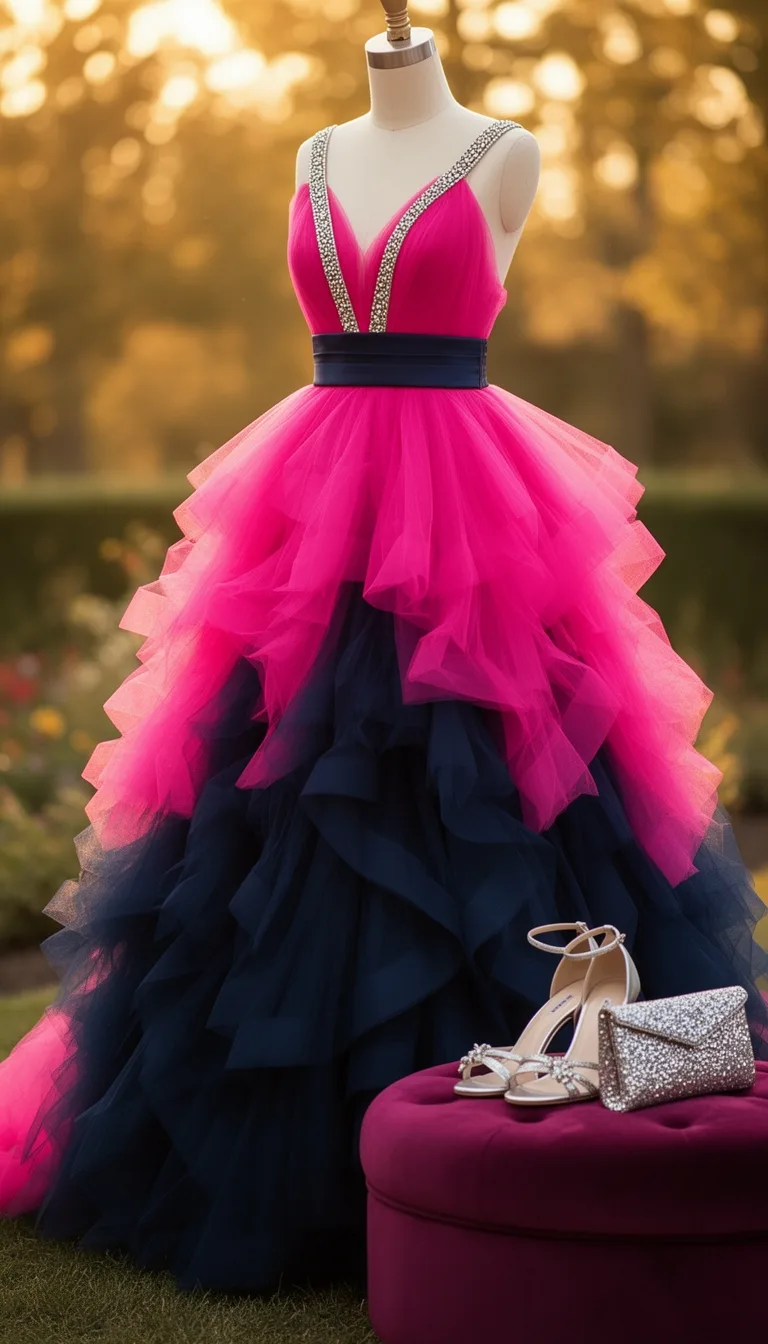two tone midnight pastel tulle