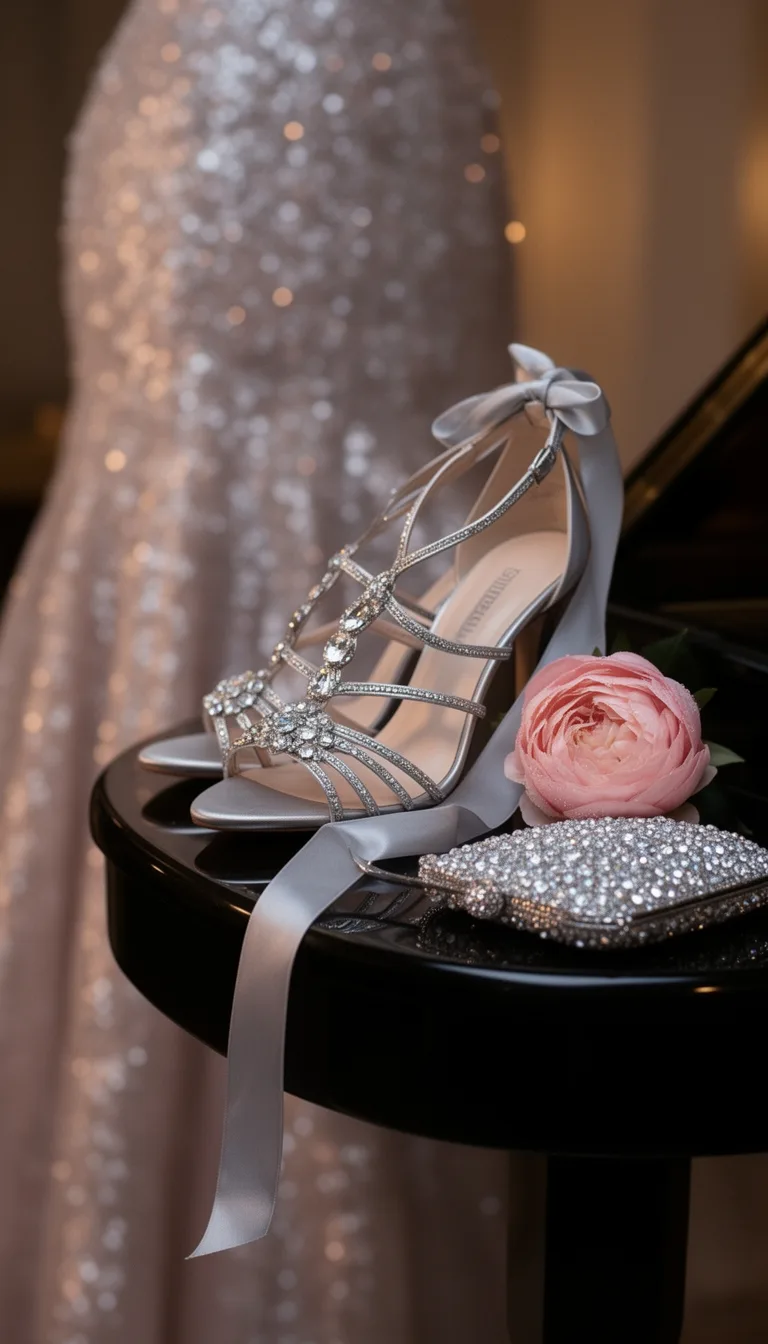 silver strappy metallic stiletto glamour