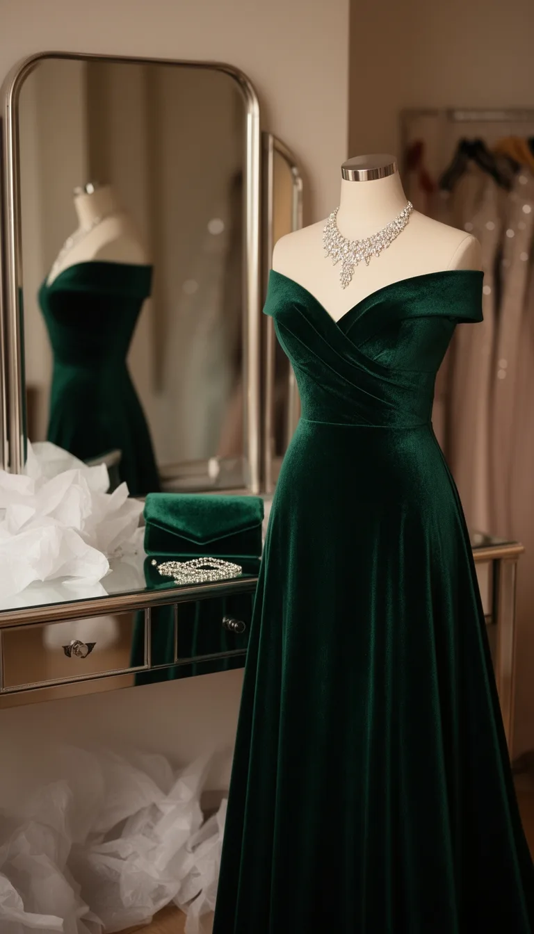 midnight velvet off shoulder glamour