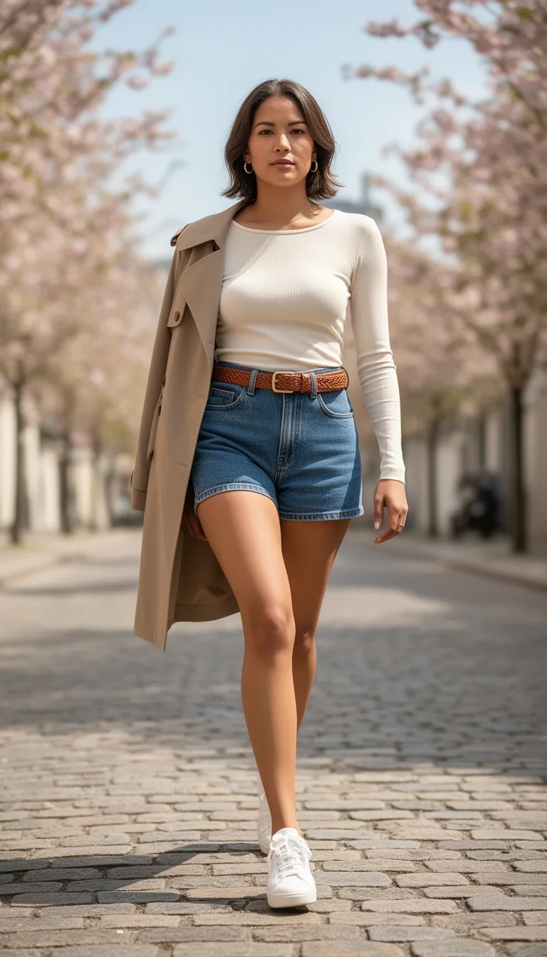rolled cuff tee with shorts