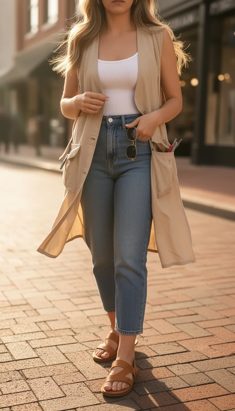 khaki utility vest styling
