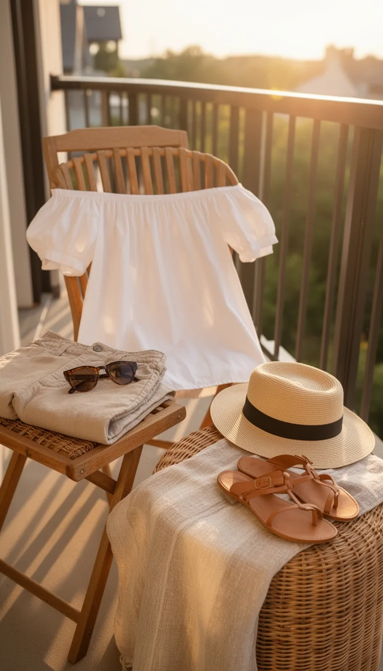 breezy off shoulder linen ensemble