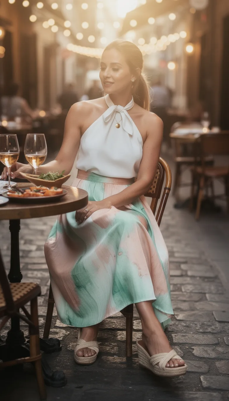 watercolor midi with halter