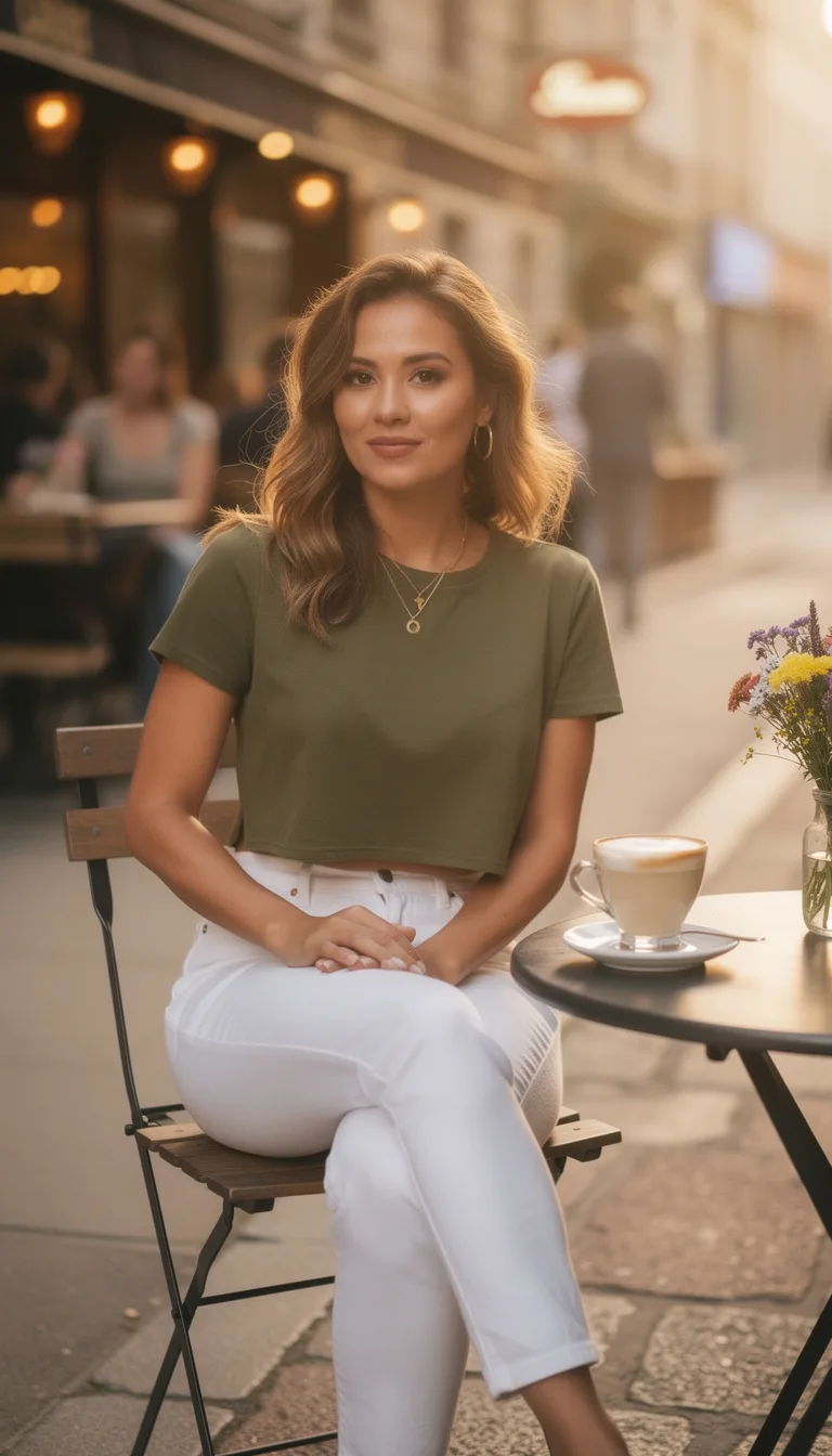 olive crop white jeans