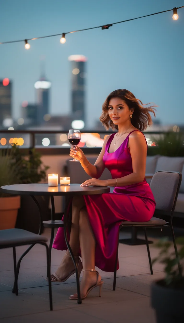 fuchsia halter sculpted silhouette
